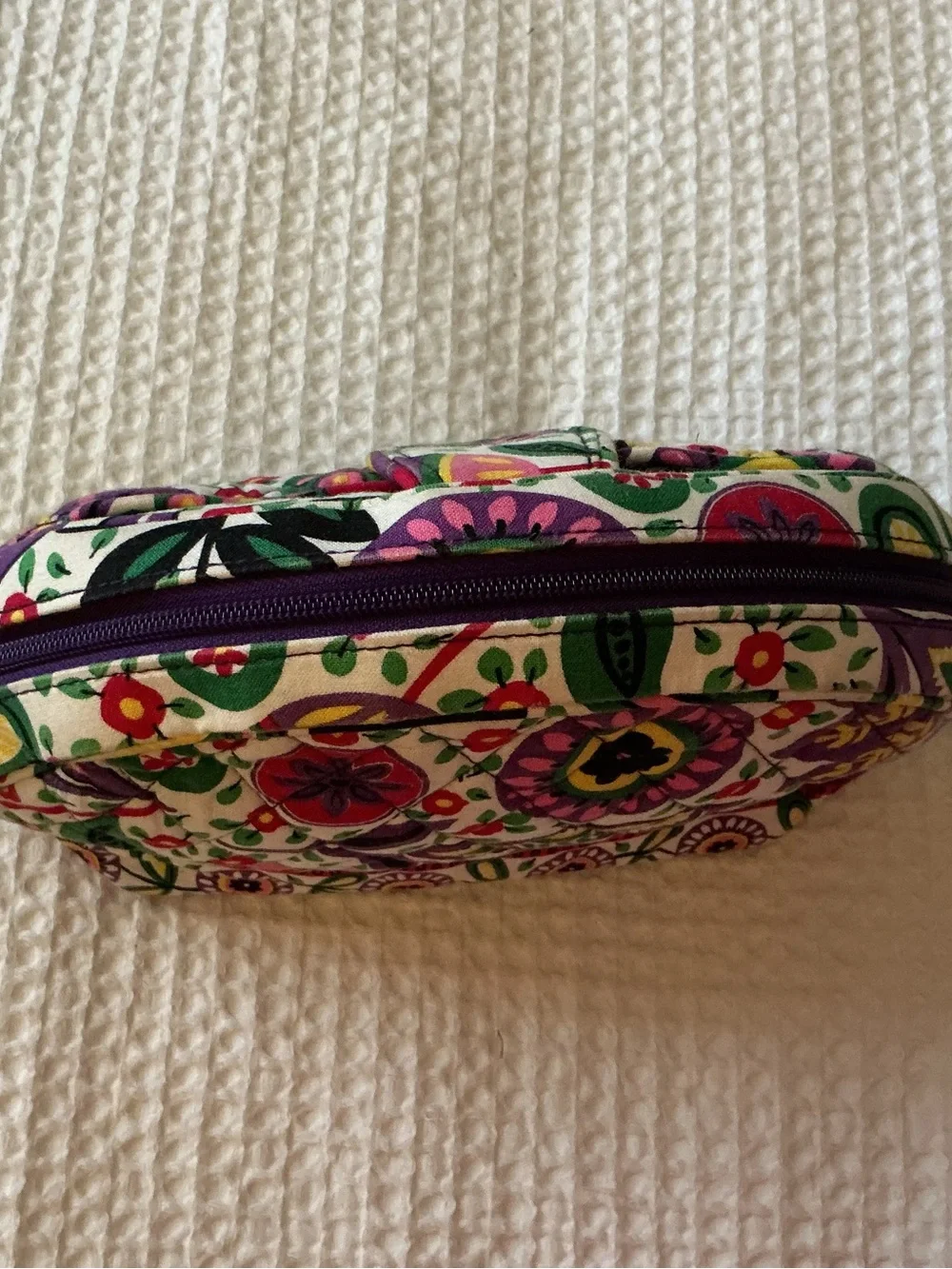 Vera Bradley Quilted Floral Cosmetic Pouch in Purple, Pink, Green & Yellow